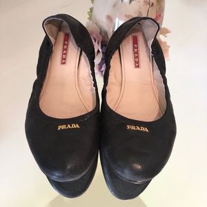 Prada black leather ballet flats sz 6.5